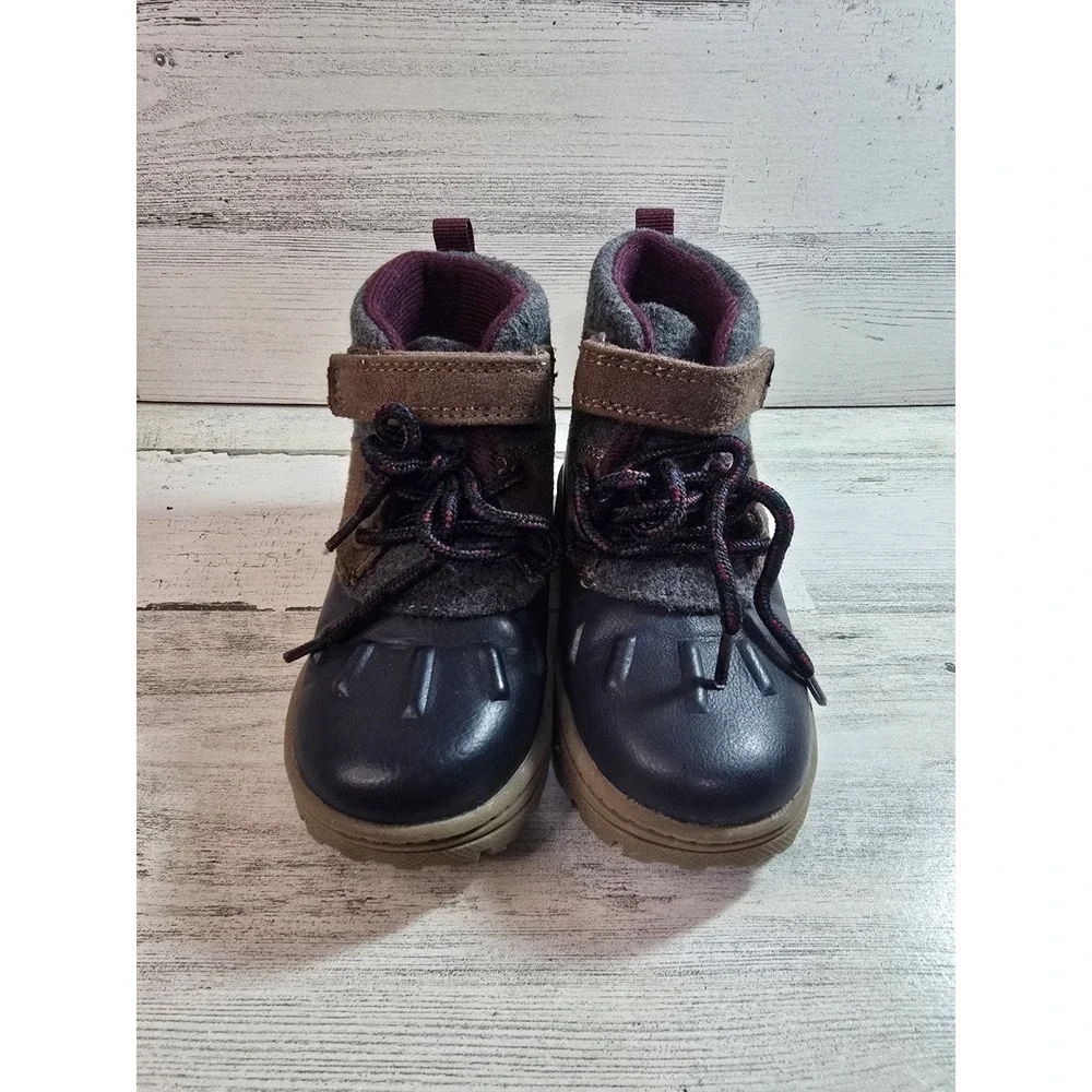 Carters Toddler Boys‎ Navy Grey Brown Duck Boots Winter Shoes Size 8